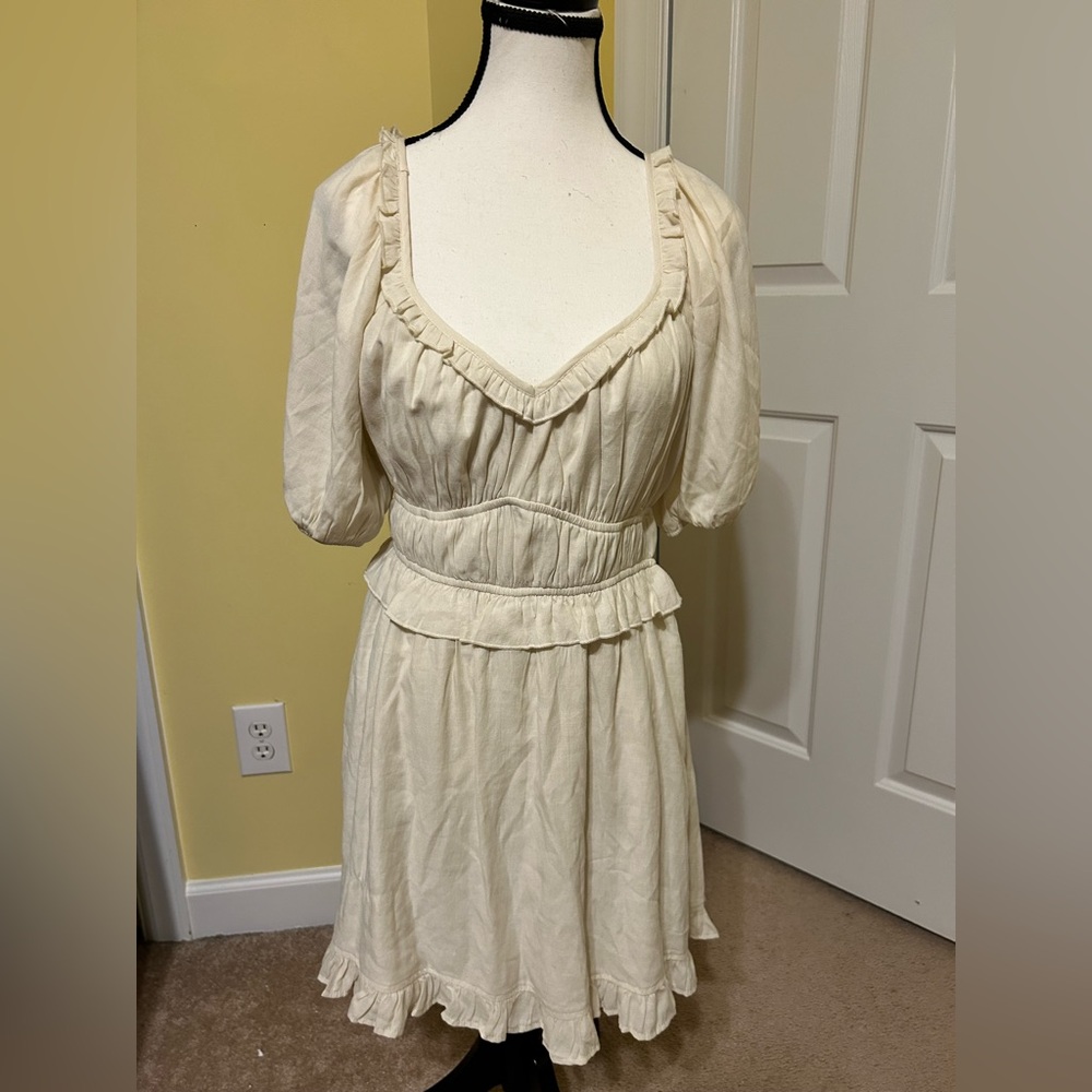 Macy’s Trixxi brand off-white mini dress, Sz Med, details with lining.